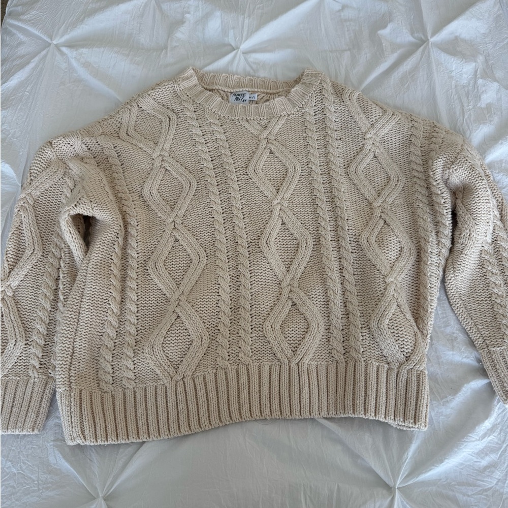 Princess Polly Cozy Cable Knit Sweater - Cream
